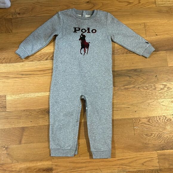 Ralph Lauren Buffalo Check Big Pony Fleece Baby Coverall. Size 24 months - Picture 1 of 7